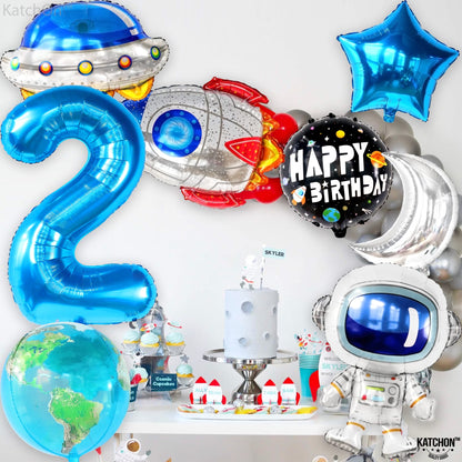 KatchOn, Big Two The Moon Balloons - Pack of 8 | Two The Moon Birthday Decorations Boy | Two The Moon Balloons for 2 The Moon Birthday Decorations | 2 Space Balloon, 2nd Birthday Decorations for Boys