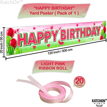 KatchOn Watermelon Birthday Banner 120x20 Inch, Watermelon Birthday Decor | One In A Melon Party Decorations, Watermelon Yard Banner, Summer Party Decorations, Watermelon Party Supplies