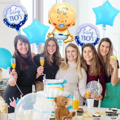 KatchOn, Baby Boy Balloons Set - Large 27 Inch, Pack of 5 | Its A Boy Balloons for Gender Reveal Decorations | Baby Balloons for Baby Shower Decorations | Gender Reveal Baby Shower Balloons for Boy