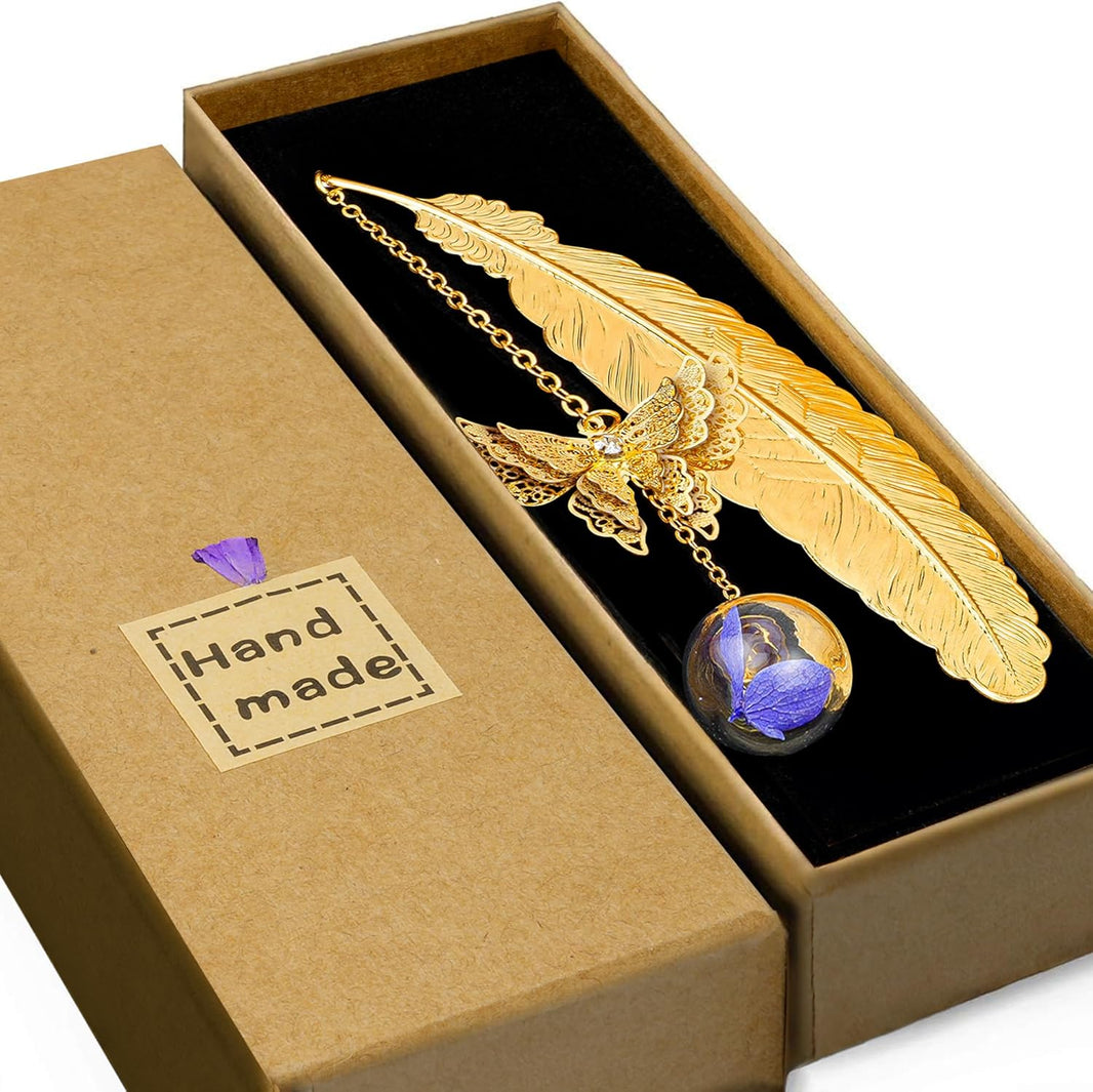 KatchOn, Metal Feather Bookmark with Butterfly Charm | Valentines Day Gifts for Teachers, Valentines Day Gifts for Her | Teachers Gift, Bookmarks for Women, Mom | Girls Readers Book Lovers, Coworker