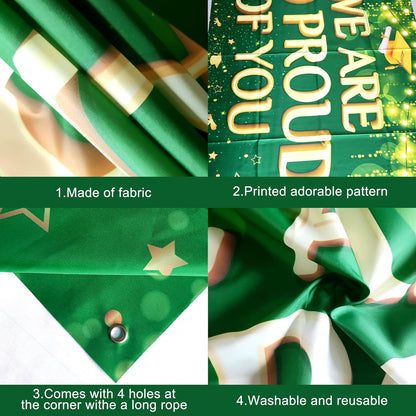 KatchOn, We are So Proud of You Banner - XtraLarge 72x44 Inch | Graduation Backdrop Green and Gold for 2026 Grad Party Decorations | Congratulations Banner Graduation Decorations 2026 grad decorations