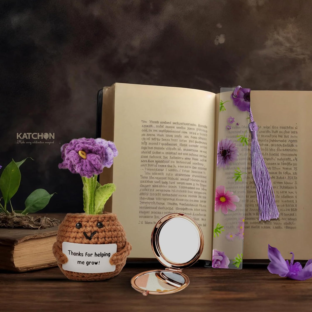 KatchOn, Handmade Crochet Flower Gift - Floral Bookmark | Valentines Day Gifts for Her, Teacher Appreciation Gifts | Crochet Gifts for Women, Mom | Valentine Gifts for Women, Friends, Mentors