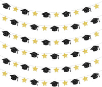 Graduation Decorations 2026, Graduation Cap Garland - 10 Feet, No DIY | Grad Garland Class of 2026, Black and Gold Grad Decorations 2026 | Grad Cap Decor for 2026 Graduation Decorations - KatchOn
