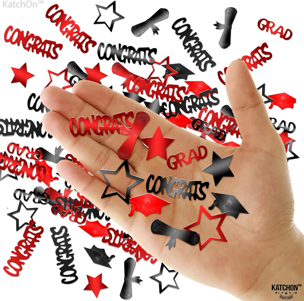 KatchOn, Graduation Confetti 2024 - Pack of 1300 | Grad Confetti 2024, Red and Black Graduation Decorations Class of 2024 | Graduation Centerpieces for Tables 2024 | Graduation Party Decorations 2024