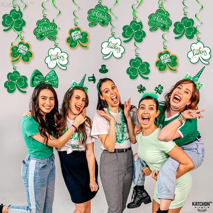 KatchOn, St Patricks Day Hanging Decorations - Pack of 30, No DIY | St Patricks Day Hanging Swirls Decorations | Shamrock Decorations | St Patricks Day Decorations | Saint Patricks Day Decorations