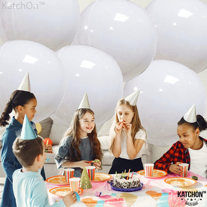 KatchOn, Round White Foil Balloons - 22 Inch, Pack of 6 | 4D Mylar White Balloons for Party Decorations | Metallic Balloon for Birthday, Anniversary, Bridal Shower, Baby Shower Decorations