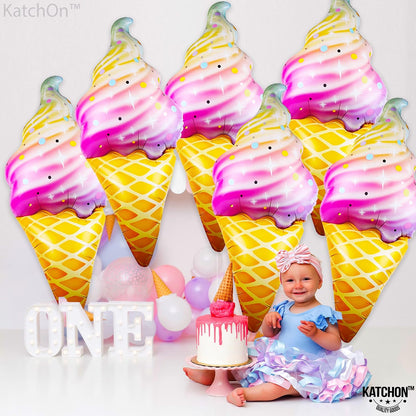 Large Ice Cream Balloons, 37 Inch - Pack of 6 | ice Cream Party Decorations | Summer Party Decorations, Ice Cream Decor For Pool Party Decorations | Beach, Pool Party Decor