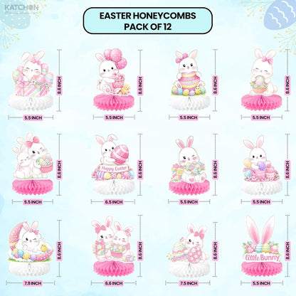 katchon easter centerpieces for tables pack of 12 bunny easter decorations for home 3d honeycomb easter table centerpieces and decorations