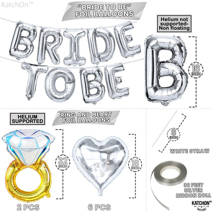 KatchOn Silver Bride To Be Balloons Set - Pack of 17 | Bachelorette Party Decorations Silver | Bride Balloons, Bridal Shower Decorations | Bridal Shower Sign