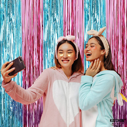 KatchOn, XtraLarge Pink and Blue Streamers - 8x3.2 Feet, Pack of 2 | Gender Reveal Decorations | Baby Gender Reveal Backdrop Boy or Girl | Pink and Blue Backdrop for Pink and Blue Party Decorations