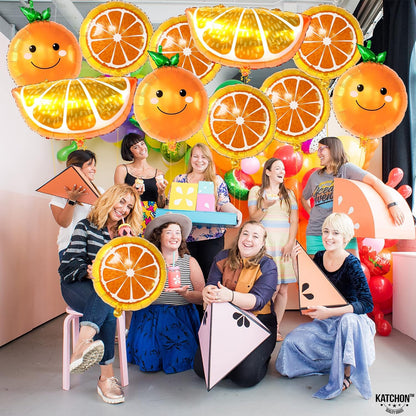 KatchOn, Huge Orange Fruit Balloons - Pack of 11| Orange Slice Balloons | Little Cutie Balloons for Orange Fruit Party Decorations | Orange Mylar Balloons for Little Cutie Baby Shower Decorations