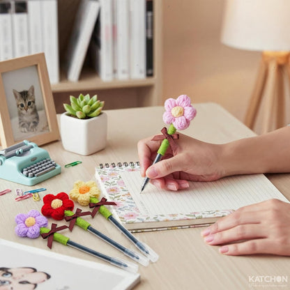 KatchOn Crochet Flower Ballpoint Pens - Pack of 4