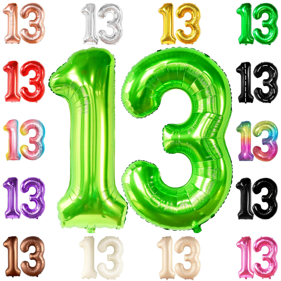 KatchOn, Light Green 13 Balloon Numbers - Big 40 Inch | Lime Green 13 Balloon Number | 13th Birthday Decorations for Boys | 13 Big Balloon, Happy 13th Birthday Balloons Green | Green Party Decorations