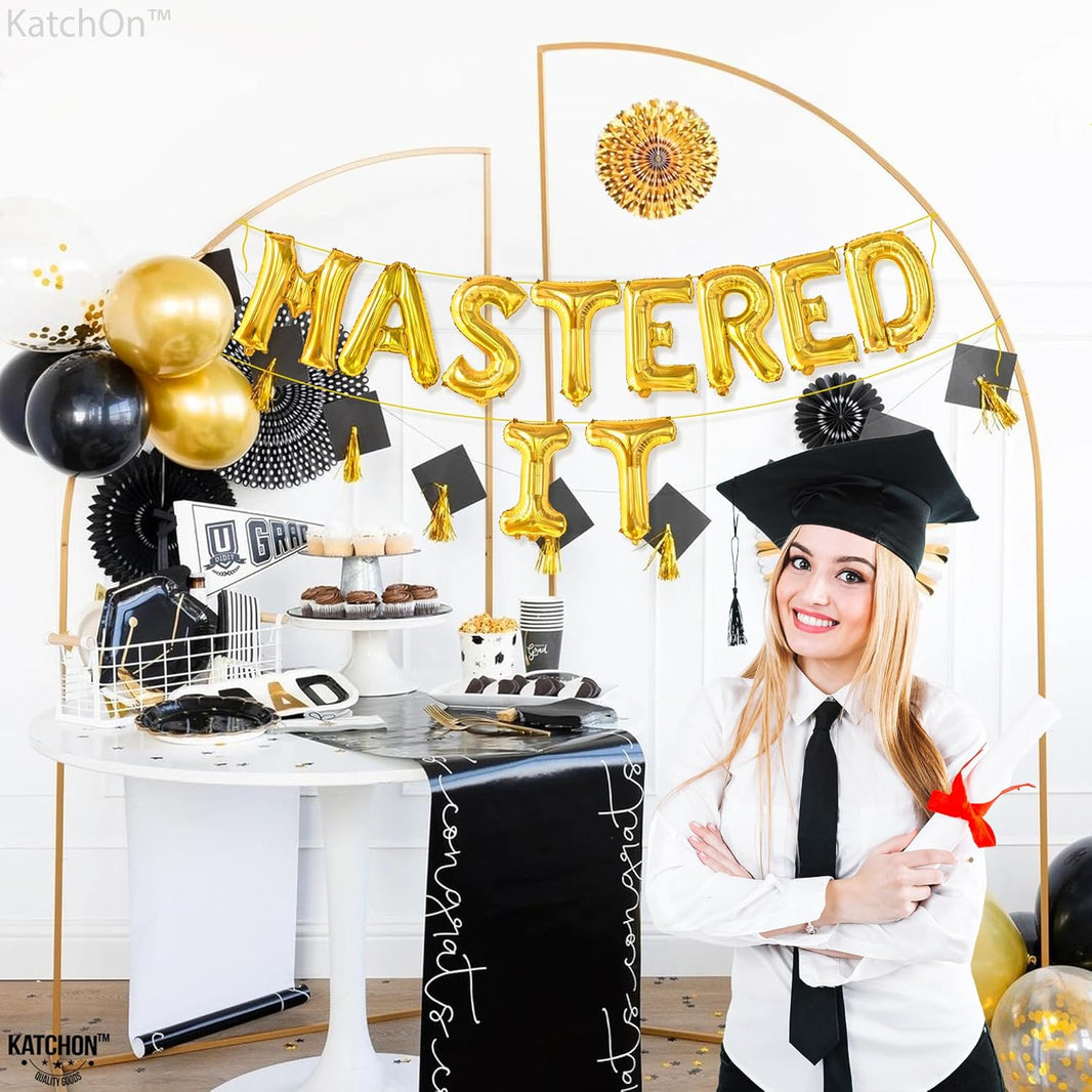 KatchOn, Gold Mastered It Balloons - 16 Inch | Gold Foil Graduation Balloons 2026 | 2026 Graduation Decorations | She Mastered It Grad Decorations Class of 2026 | Grad Party Decorations 2026