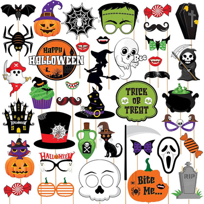 KatchOn Scary Halloween Photo Booth Props, Pack of 40
