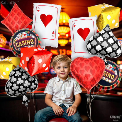 KatchOn, Dice and Cards Casino Balloons - 24 Inch, Pack of 12 | Casino Theme Balloons | Casino Party Decorations | Dice Balloon, Vegas Theme Party Decoration | Poker Balloon | Poker Themed Decorations
