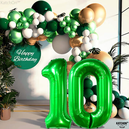 KatchOn, Giant Dark Green 10 Balloon Number - 40 Inch | 10th Birthday Decorations | Dark Green 10th Birthday Balloons for 10 Birthday Decorations Dark Green | Dark Green Number 10 Balloons