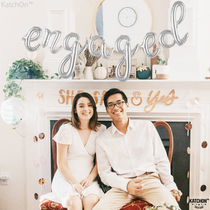 KatchOn, Silver Engaged Balloons Letters - 16 Inch | Engagement Balloons, Engagement Party Decorations | Bachelorette Party Decorations| Engaged Decorations