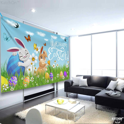 katchon happy easter banner decorations xtralarge 72x44 inch easter backdrops for photography easter banners for outside easter party decorations easter backdrop for easter wall decorations