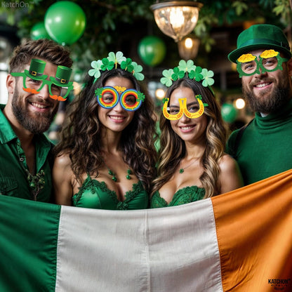 KatchOn, St Patricks Day Glasses - Pack of 12 | Saint Patricks Day Glasses for St Patricks Day Decorations | St Patricks Day Photo Booth Props | Shamrock Glasses, St Patricks Day Party Decorations