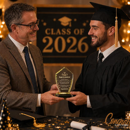Graduation Gifts - Pack of 1, LED Graduation Keepsake, Grad Gifts for Him, Her | Graduation Crystal Gifts, Graduation Decorations 2026, Crystal Plaque Decor Class of 2026, Signature Keepsake, KatchOn