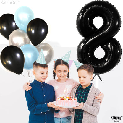 KatchOn, Giant Black 8 Number Balloon - 40 Inch | Black Number 8 Balloon | 8 Birthday Balloon, 8th Birthday Decorations Boys | Number 8 Balloon for 8 Year Old Boy Birthdays Decorations