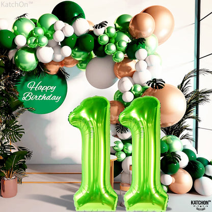 KatchOn, Light Green 11 Balloon Number - Huge, 40 Inch | Neon 11 Balloon, 11 Balloons Number Birthday | 11th Birthday Decorations For Boys Green | Lime Green Balloon 11, Neon 11th Birthday Decorations