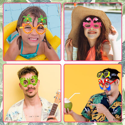 KatchOn Tropical Hawaiian Photo Booth Props, Pack of 12 | Hawaiian Party Decoration | Luau Photo Booth Props, Aloha Party Decoration, Summer Party Decorations