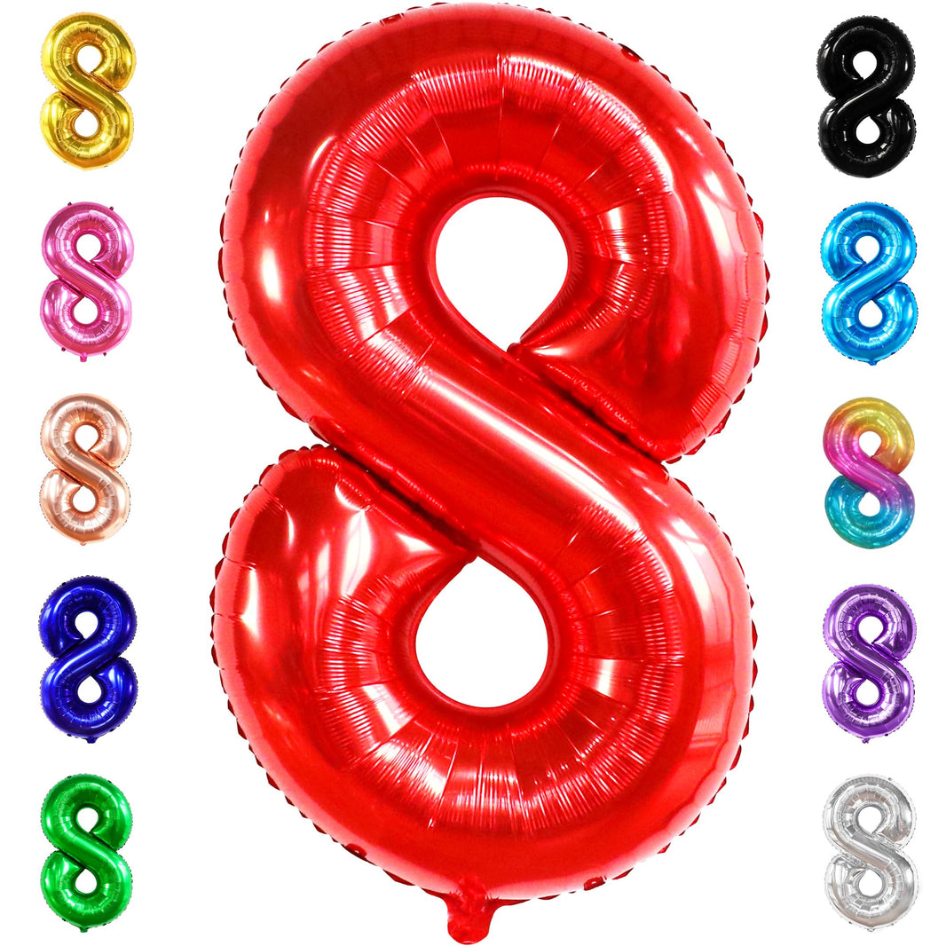 KatchOn, Giant, Red 8 Balloon Number - 40 Inch | Red 8 Balloon, 8th Birthday Decoration Boy | 8 Year Old Balloon, 8 Year Old Birthday Decorations | Number Balloons for Anniversary Decorations