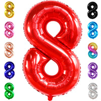 KatchOn, Giant, Red 8 Balloon Number - 40 Inch | Red 8 Balloon, 8th Birthday Decoration Boy | 8 Year Old Balloon, 8 Year Old Birthday Decorations | Number Balloons for Anniversary Decorations