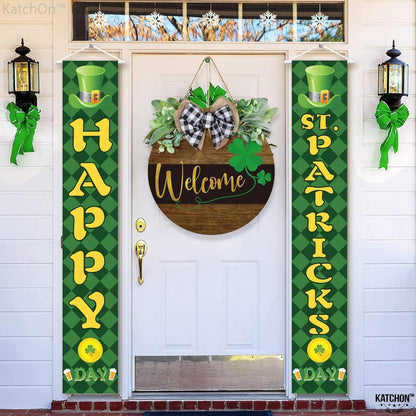 KatchOn, St Patricks Day Banner, 2 Pieces - 72x12 Inch | Happy St Patricks Day Banners, St Patricks Day Party Decorations | St Patricks Day Porch Sign, Shamrock St Patricks Day Decorations for home