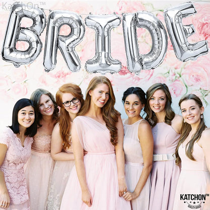 KatchOn, Giant Bride Balloons Silver, 40 Inch - Bachelorette Party Decorations | Silver Bride Balloons for Bridal Shower Decorations | Bridal Shower Balloons | Bride Balloon Silver, Engagement Decor