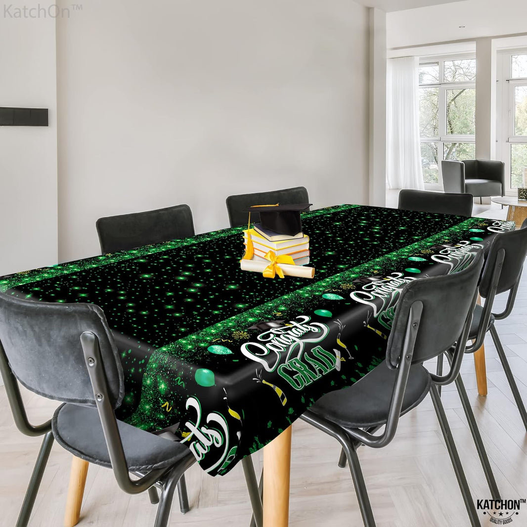 KatchOn, Green and Black Graduation Tablecloths - XtraLarge 108x54 Inch, Pack of 3 | Green and Black Graduation Decorations 2026 | Graduation Tablecloth 2026, Graduation Table Decorations