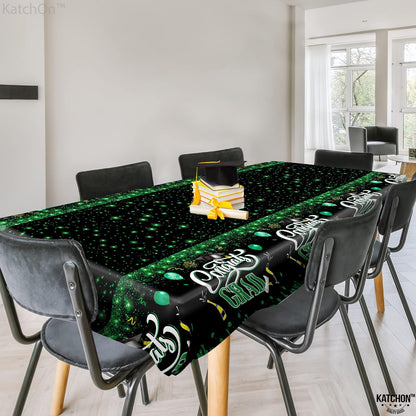 KatchOn, Green and Black Graduation Tablecloths - XtraLarge 108x54 Inch, Pack of 3 | Green and Black Graduation Decorations 2026 | Graduation Tablecloth 2026, Graduation Table Decorations