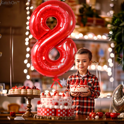 KatchOn, Giant, Red 8 Balloon Number - 40 Inch | Red 8 Balloon, 8th Birthday Decoration Boy | 8 Year Old Balloon, 8 Year Old Birthday Decorations | Number Balloons for Anniversary Decorations
