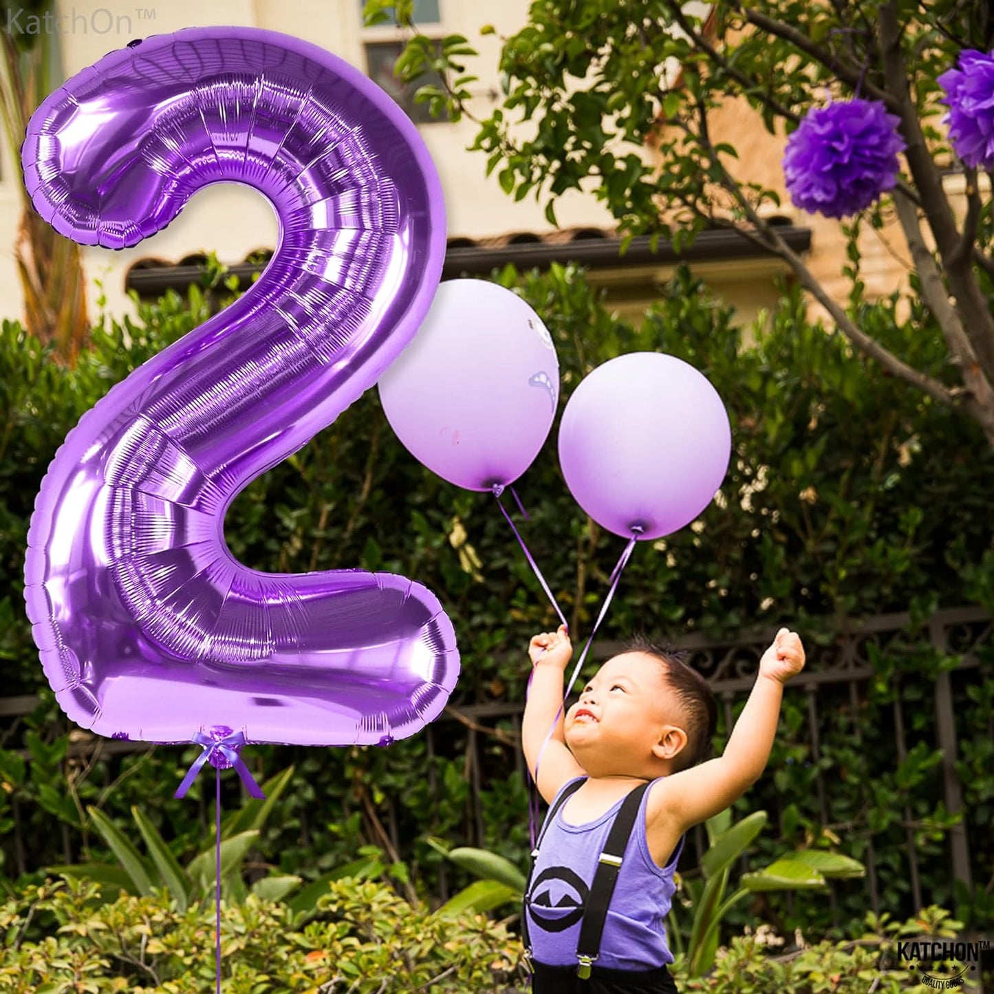 KatchOn, Purple 2 Balloon Number - Giant, 40 Inch | Two The Moon Birthday Decorations Girl | Purple Two Balloon, Purple 2nd Birthday Decorations | Purple Number 2 Balloon, Two The Moon Birthday Girl