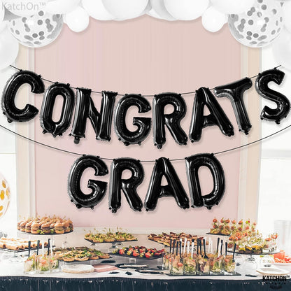 Graduation Decorations 2026 | Black Congrats Grad Balloons - 16 Inch | Black Congrats Grad Banner | Graduation Balloon Banner For Congrats Grad Decorations, Congratulations Decorations, KatchOn
