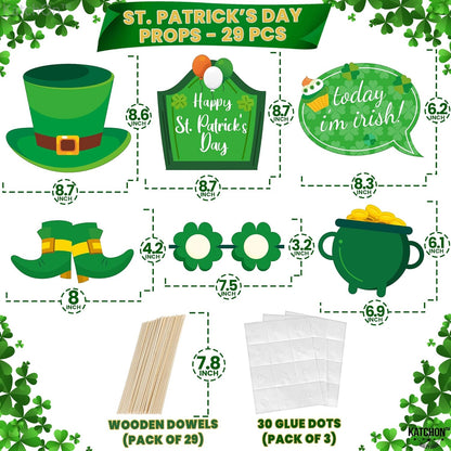 KatchOn, St Patricks Day Photo Props - Pack of 29 | St Patricks Day Decorations | St Patricks Photo Props for St Patricks Day Selfie Props | St Patricks Day Photo Booth Props | St Patricks Day Props