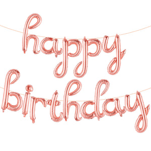 KatchOn, Rose Gold Happy Birthday Balloon Banner - 16 Inch | Foil Balloon for Birthday Decorations | Happy Birthday Sign Banner for Rose Birthday Decorations | Bday Decoration For Women, Girls