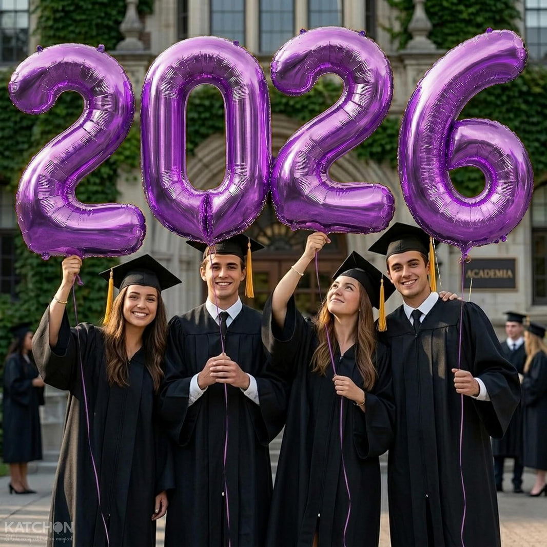 Katchon, Graduation Decorations 2026 | Giant Purple 2026 Number Balloons - 42 Inch | Graduation Balloons | 2026 Balloon Numbers | Purple Balloon for Graduation | Graduation Party Supplies 2026