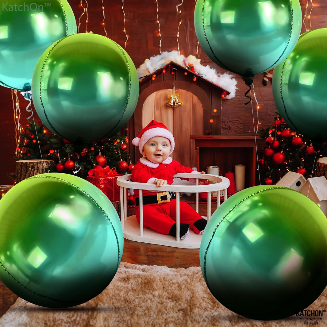 KatchOn, Big Gradient Green Foil Balloons - 22 Inch, Pack of 6 | 4D Green Mylar Balloons | Gradient Blue and Green Balloons | Christmas Balloons, Green Christmas Decorations | Green Party Decorations