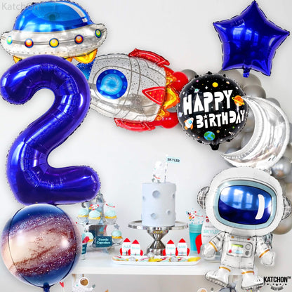 Huge, 2nd Two The Moon Balloons - 40 Inch | Two The Moon Birthday Decorations boy | Galaxy Birthday Party Decorations | Galaxy Balloons, Outer Space Birthday Decorations | Space Themed Party Supplies