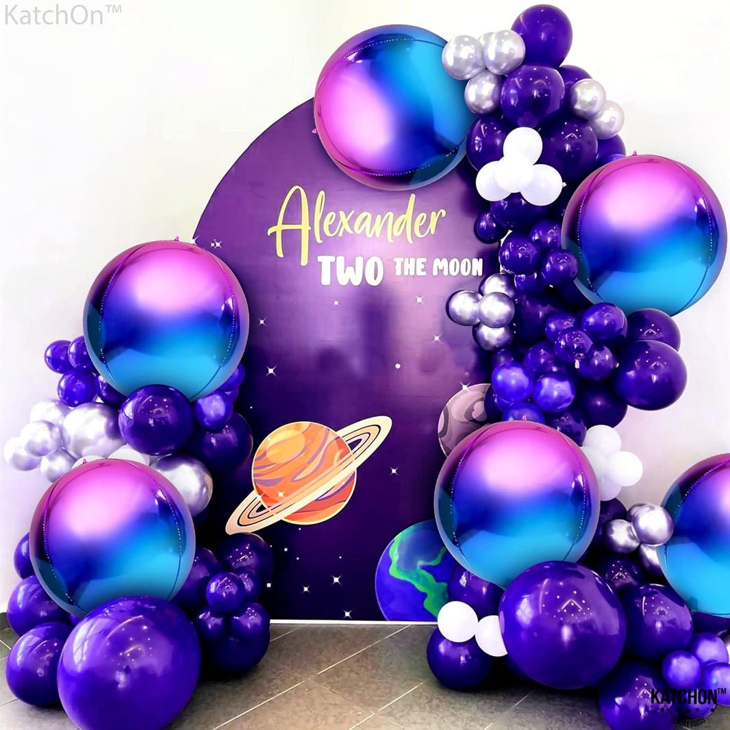 Katchon, Purple Galaxy Balloons - 22 Inch, Pack of 12 | Galaxy Party Metallic Purple Balloons | Iridescent Balloons, Purple Party Decor | Purple and Blue Balloons, Blue and Purple Party Decorations