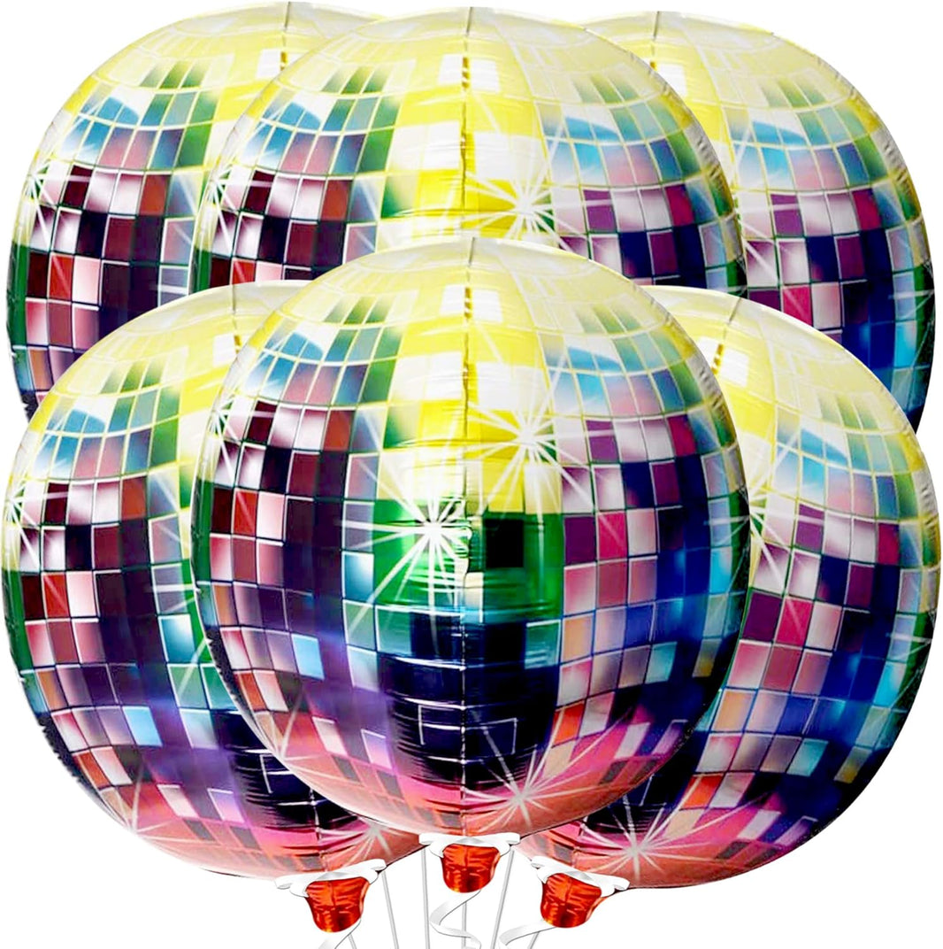 KatchOn Big Multicolor Disco Ball Balloons - 22 Inch, Pack of 6 | Neon Balloons for 80s Party Decorations
