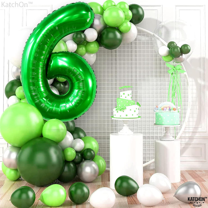 KatchOn, Dark Green Number 6 Balloon - 40 Inch | 6 Birthday Balloon, Green 6 Balloon Number | Green Six Balloon Number for 6th Birthday Decorations | Number 6 Foil Balloon, 6 Balloons for Birthday Boy