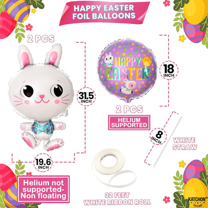 KatchOn, Happy Easter Balloons Decoration - 32 Inch, Pack of 28 | Easter Carrot Balloon | Easter Bunny Balloons for Easter Party Decorations | Easter Balloon Arch Kit, Easter Decorations for The Home