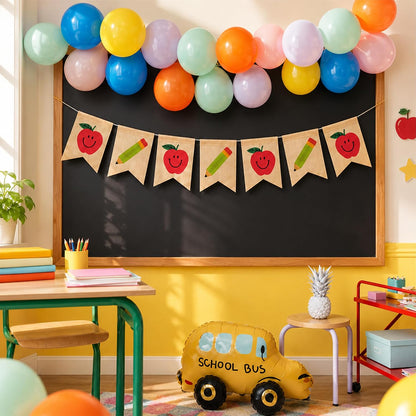 KatchOn Burlap Apple Pencil Banner Pre Strung - 10 Feet, Classroom Decor