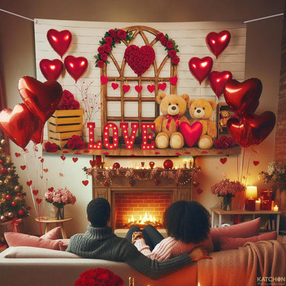 KatchOn, Valentines Day Backdrop - XtraLarge, 72x44 Inch | Valentines Day Banner for Valentines Day Decorations | Valentines Decorations | Valentines Backdrop for Wedding, Valentines Decor