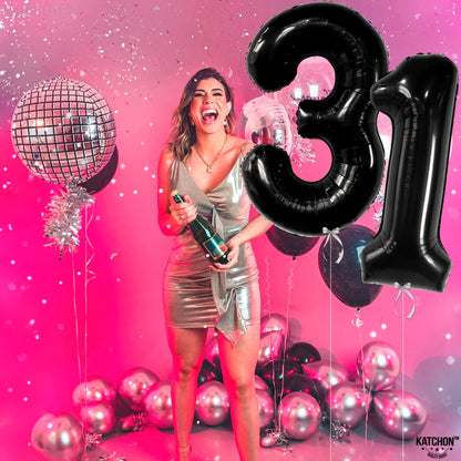 KatchOn, Big Black 31 Balloons Numbers - 40 Inch | 31 Birthday Decorations for Men | 31 Birthday Balloon | 31 Birthday Decorations for Women | Number Balloons for 31st Anniversary Decorations