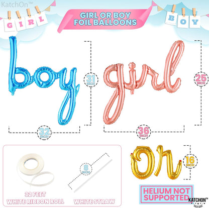 KatchOn, Boy or Girl Script Balloon - 36 Inch | Boy or Girl Balloons, Gender Reveal Decorations | Gender Reveal Sign, Baby Gender Reveal Balloons, Baby Shower Decorations | Boy Or Girl Script Balloon